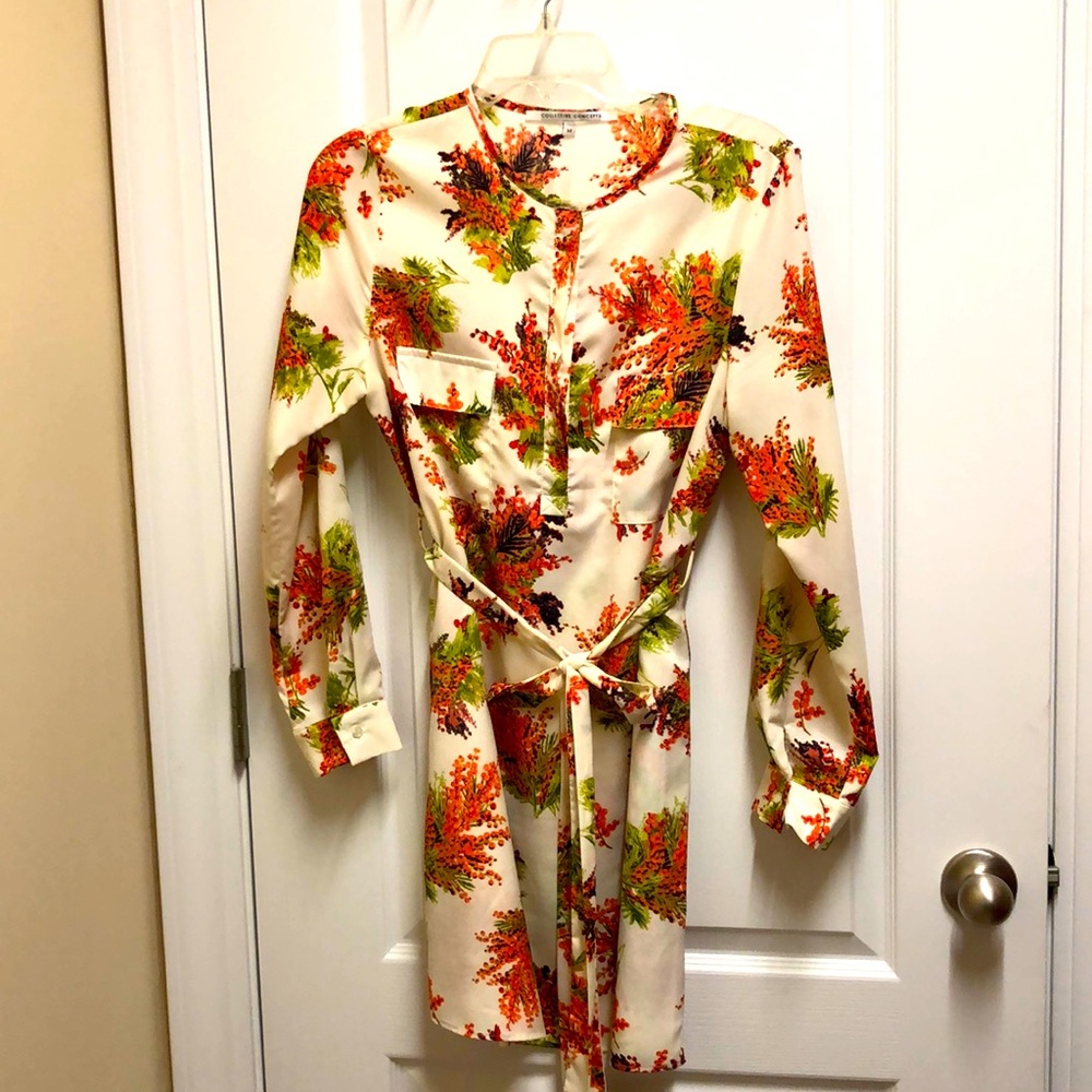 Floral Shirt Dress - Belted